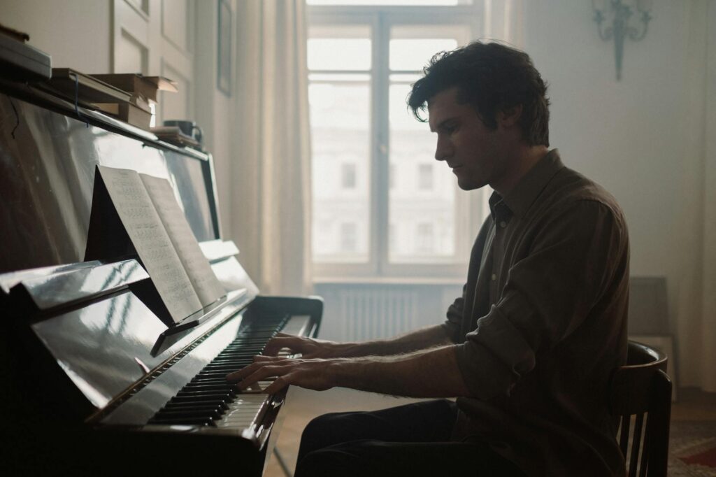 a man playing piano